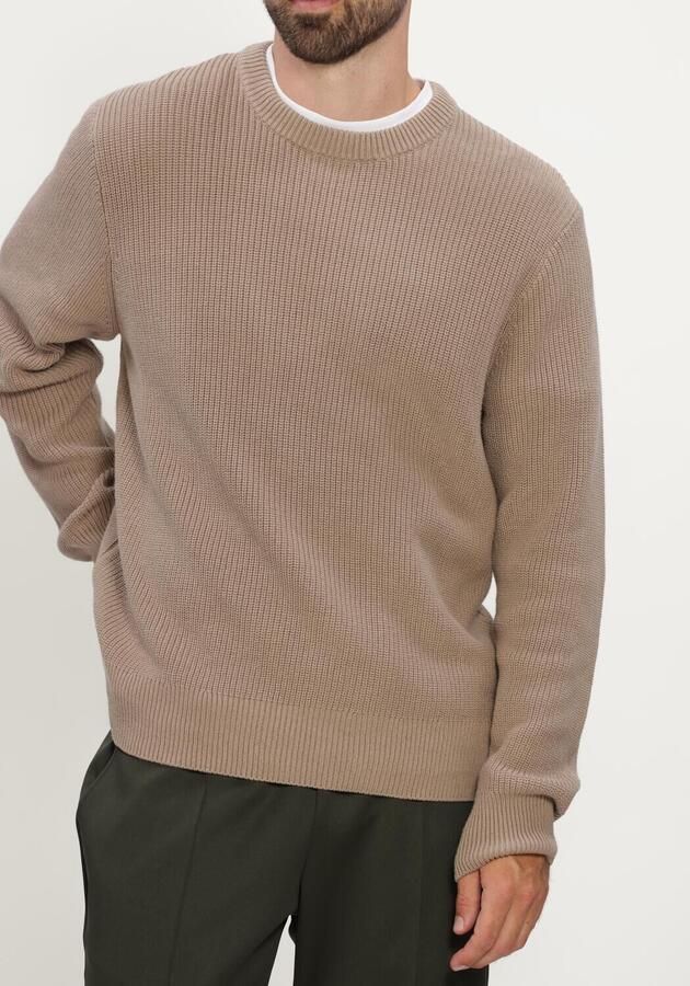 LES DEUX Heren Truien & Vesten Rib Crewneck Knit Beige - Foto 4