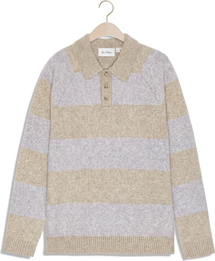 LES DEUX Heren Truien & Vesten Striped Melange Knitted Polo Camel - Foto 2