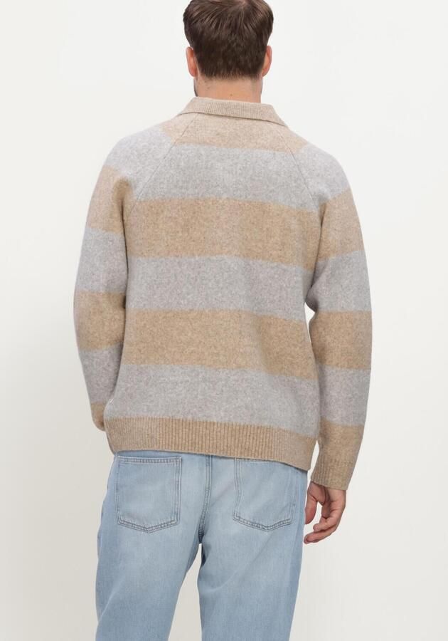 LES DEUX Heren Truien & Vesten Striped Melange Knitted Polo Camel - Foto 3