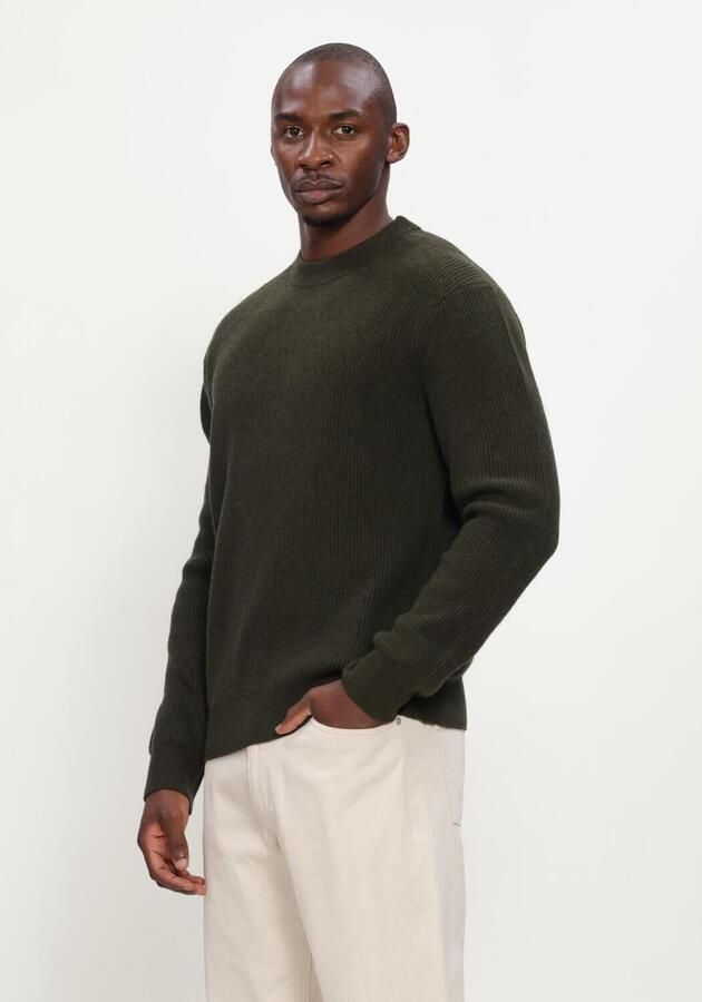 LES DEUX Heren Truien & Vesten Wool Rib Roundneck Knit Donkergroen