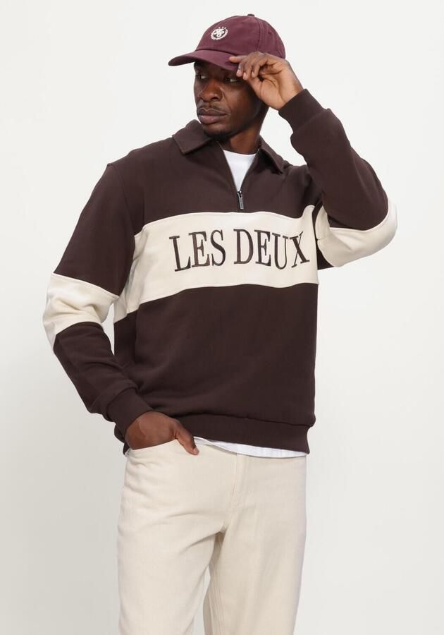 LES DEUX Heren Truien & Vesten Zipper Rugby Sweatshirt Bruin