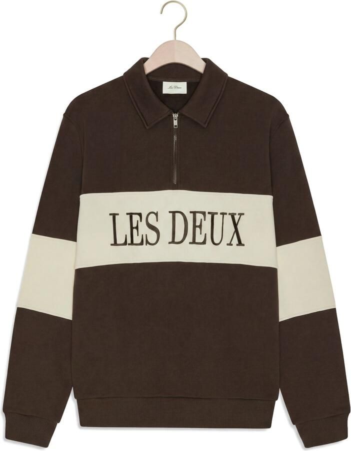 LES DEUX Heren Truien & Vesten Zipper Rugby Sweatshirt Bruin - Foto 2