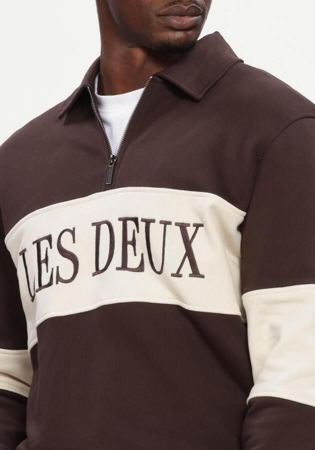 LES DEUX Heren Truien & Vesten Zipper Rugby Sweatshirt Bruin - Foto 4