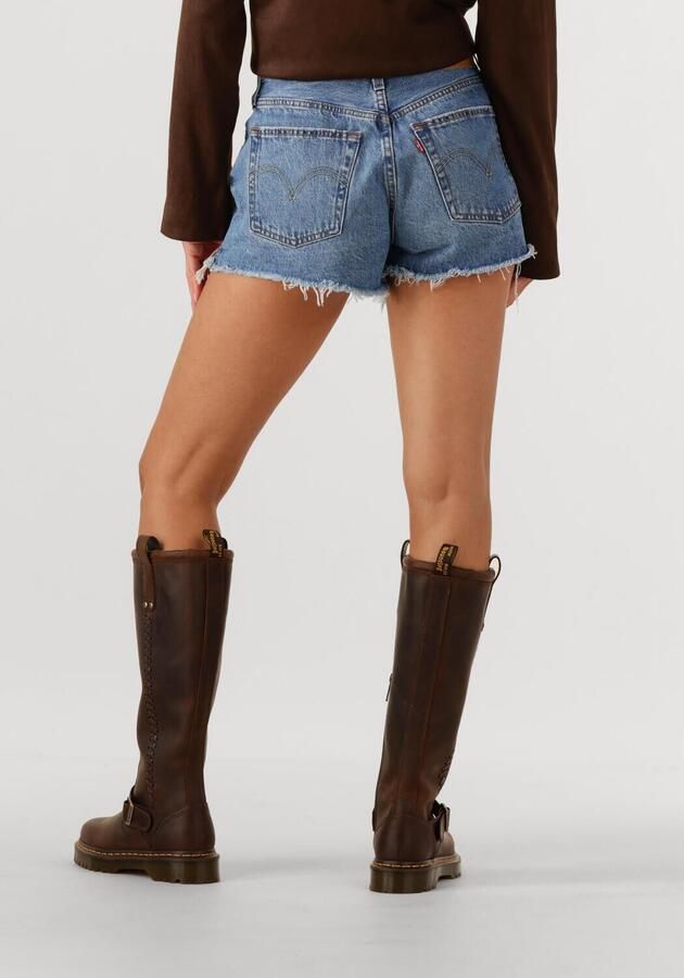 Levi's Blauwe Katoenen Jeans Broek Kort 501 5 Zakken Versleten Effect Logo Blue Dames - Foto 2