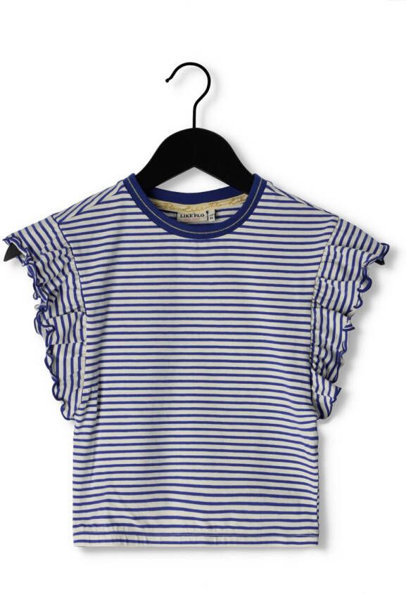 LIKE FLO Meisjes Tops & T-shirts Stripe Jersey Ruffle Tee Blauw wit Gestreept