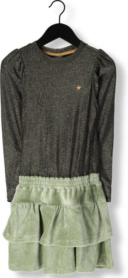 Like Flo jurk met glitters groen Meisjes Katoen Ronde hals Meerkleurig 140