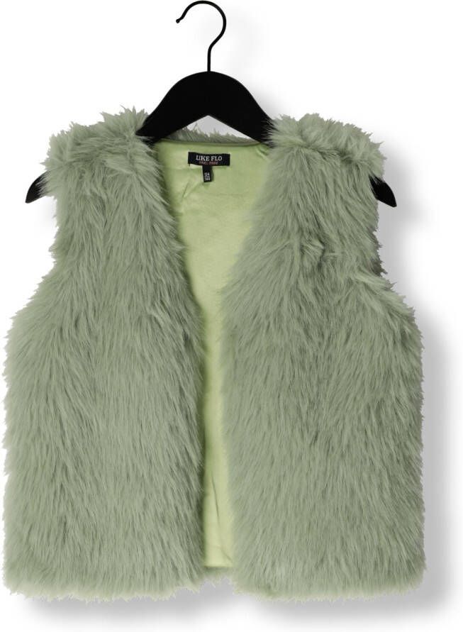 Like Flo Groene Spencer Long Hair Fur Bodywarmer