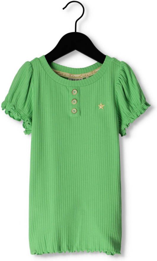 LIKE FLO Meisjes Tops & T-shirts Solid Rib Ss Tee Groen