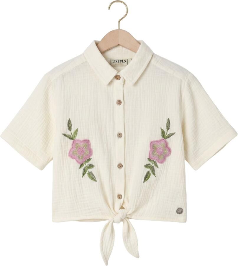 LIKE FLO Meisjes Blouses Cecile Knotted Oversized Blouse Creme