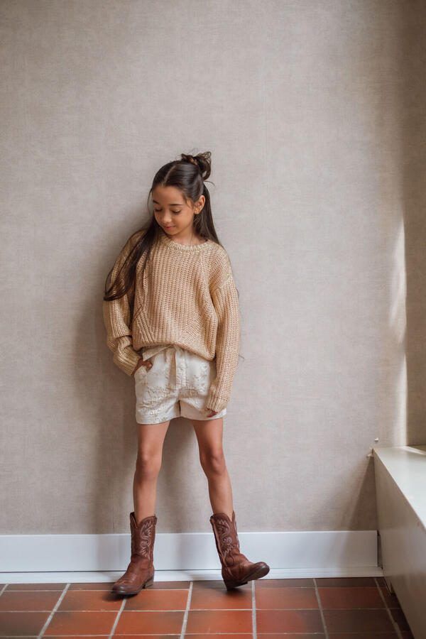 LIKE FLO Meisjes Broeken Fay-linn Flo Girls Jacquard Short Creme - Foto 3