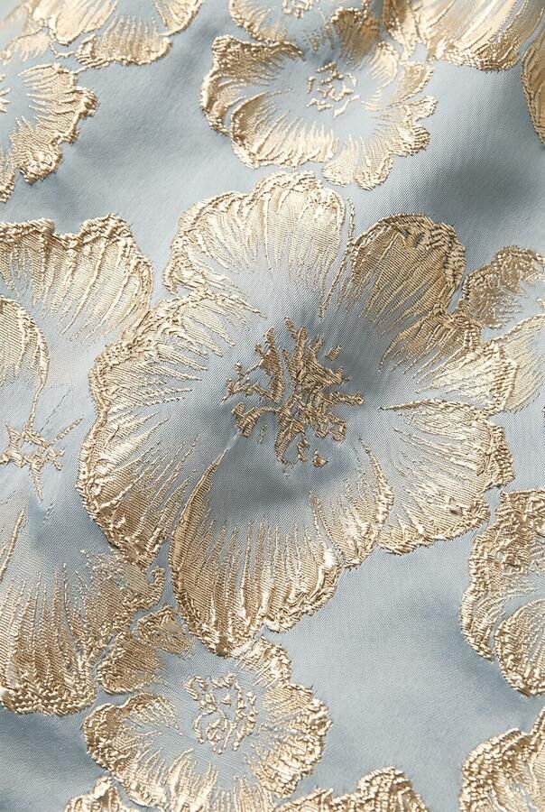 Like Flo regular fit gebloemde jacquard short met ceintuur lichtblauw