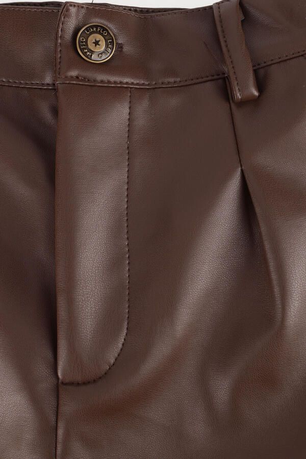 Like Flo imitatieleren regular fit coated broek met plooien donkerbruin Meisjes Imitatieleer - Foto 3