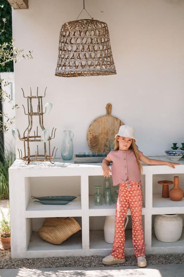 LIKE FLO Meisjes Broeken Floor Aop Flared Pants Rood - Foto 3