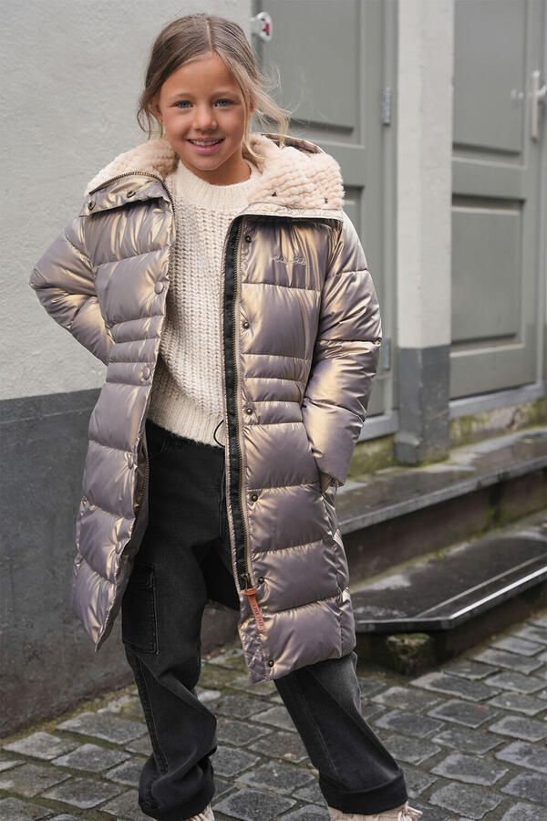 Like Flo quilted gewatteerde winterjas Abby champagne metallic Goud Meisjes Polyester Capuchon 122 128 - Foto 2