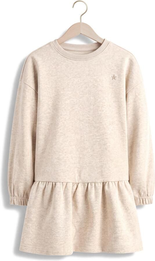 Like Flo gemêleerde korte sweatjurk met ruches beige - Foto 1