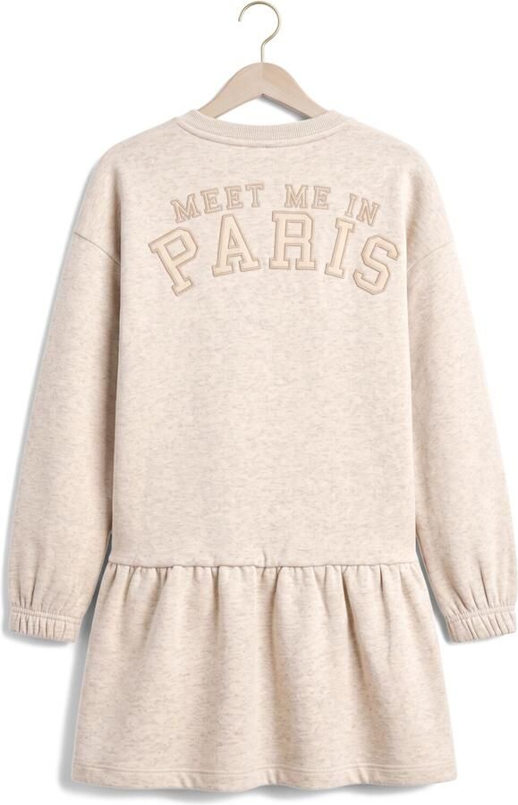 Like Flo gemêleerde korte sweatjurk met ruches beige - Foto 3