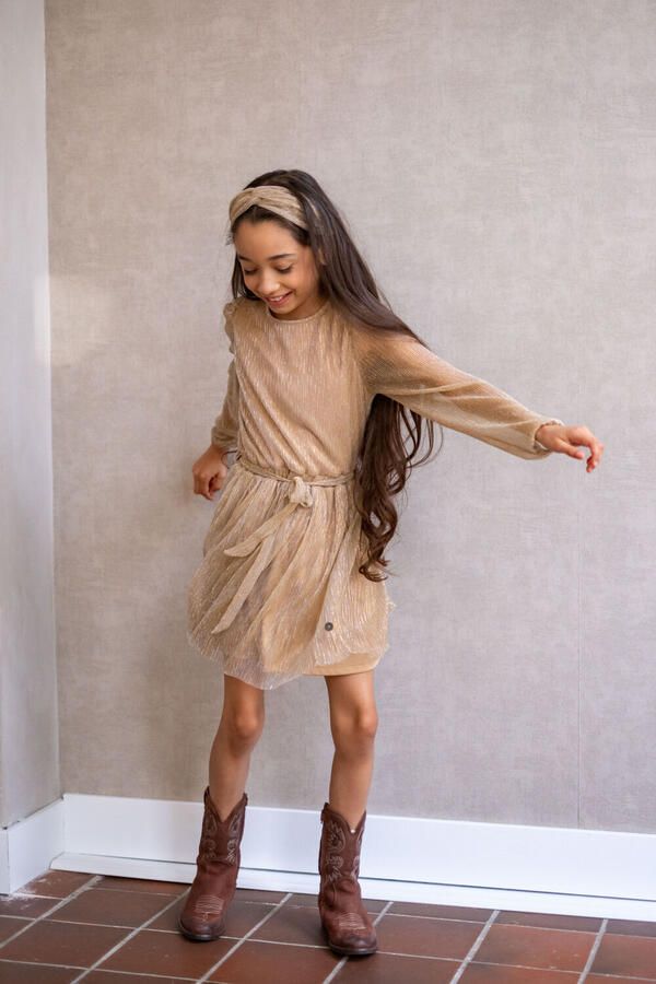 LIKE FLO Meisjes Jurken Maze Flo Plissee Dress Goud - Foto 3