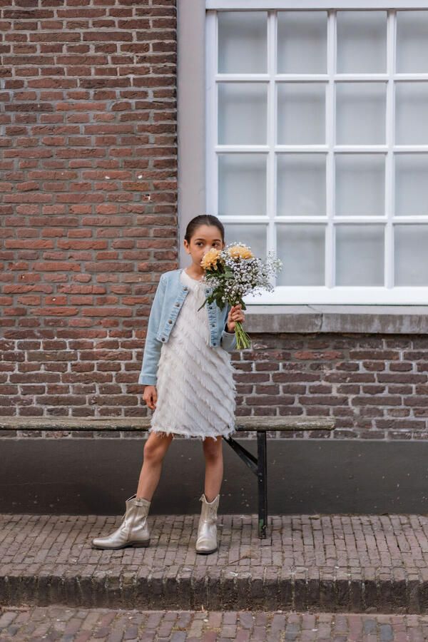 LIKE FLO Meisjes Jurken Moscou Flo Fringes Dress Ecru - Foto 2
