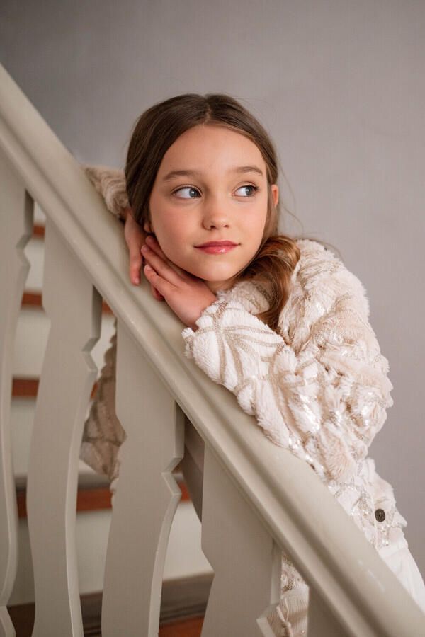 LIKE FLO Meisjes Truien & Vesten Doris Fur Cardigan Creme - Foto 3