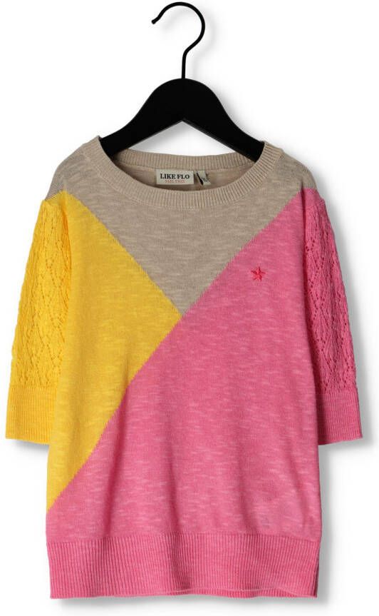 LIKE FLO Meisjes Truien & Vesten Knitted Slub Colourblock Sweater Roze