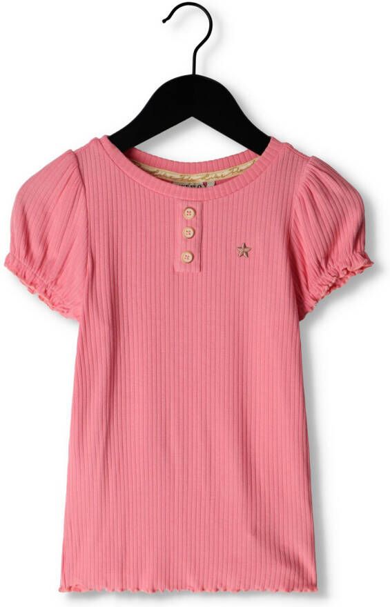 LIKE FLO Meisjes Tops & T-shirts Solid Rib Ss Tee Roze