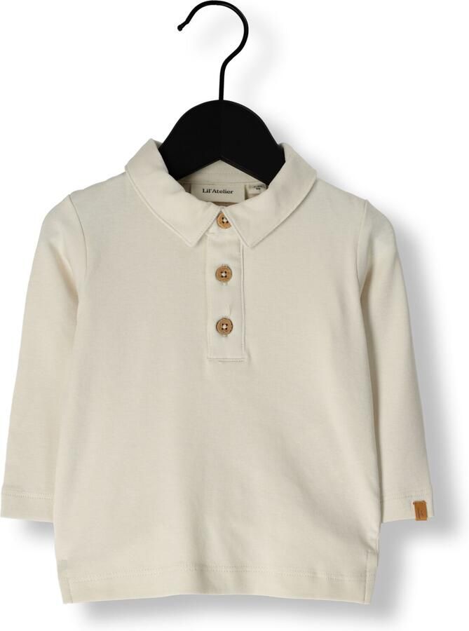 LIL' ATELIER BABY slim fit polo offwhite Wit Jongens Stretchkatoen Polokraag
