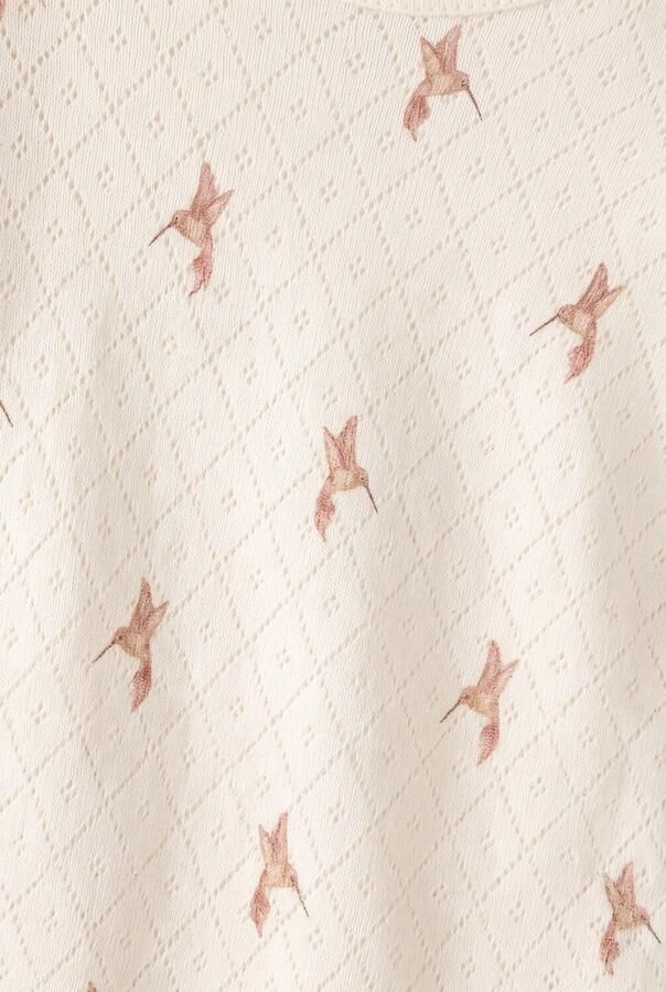 LIL' ATELIER BABY romper met ruches en print ecru bruin Meisjes Katoen Ronde hals