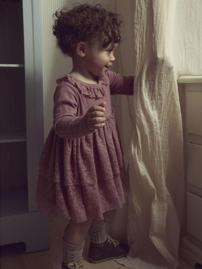 LIL' ATELIER Baby Jurken Nbfrobelle Ls Body Dress Lil Roze