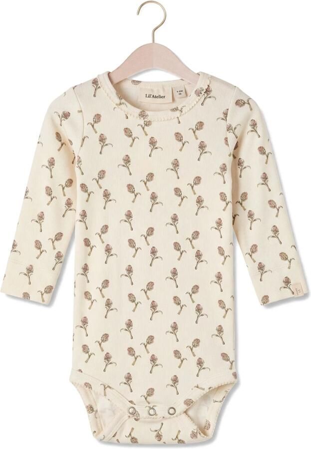 LIL' ATELIER Baby Rompers Nbfgayo Sig Ls Slim Body Lil Ecru