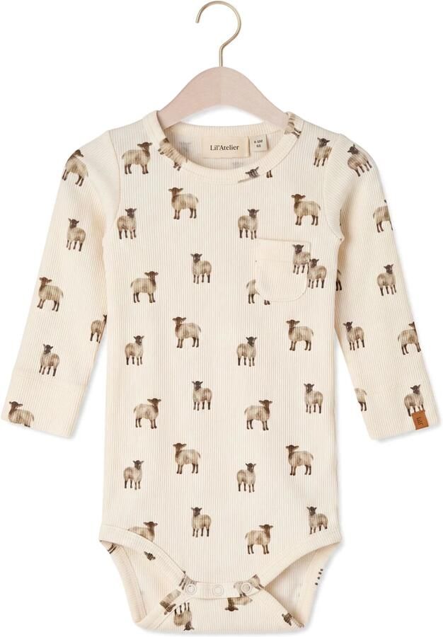LIL' ATELIER Baby Rompers Nbmgavo Eko Ls Slim Body Lil Ecru
