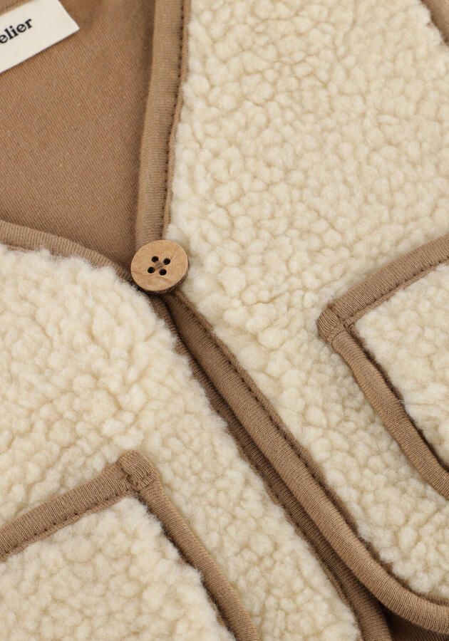LIL' ATELIER BABY gilet NBMJONO beige bruin Jongens Teddy V-hals Effen 68 - Foto 2