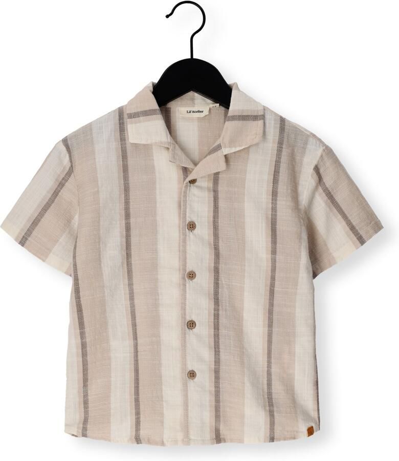 LIL' ATELIER MINI loose gestreept casual overhemd beige met textuur