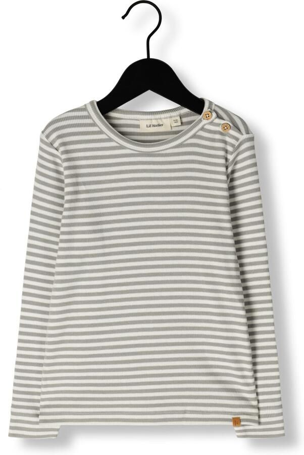 LIL' ATELIER MINI gestreepte longsleeve NMMGAGO offwhite taupe Bruin Jongens Katoen Ronde hals 122 128 - Foto 2