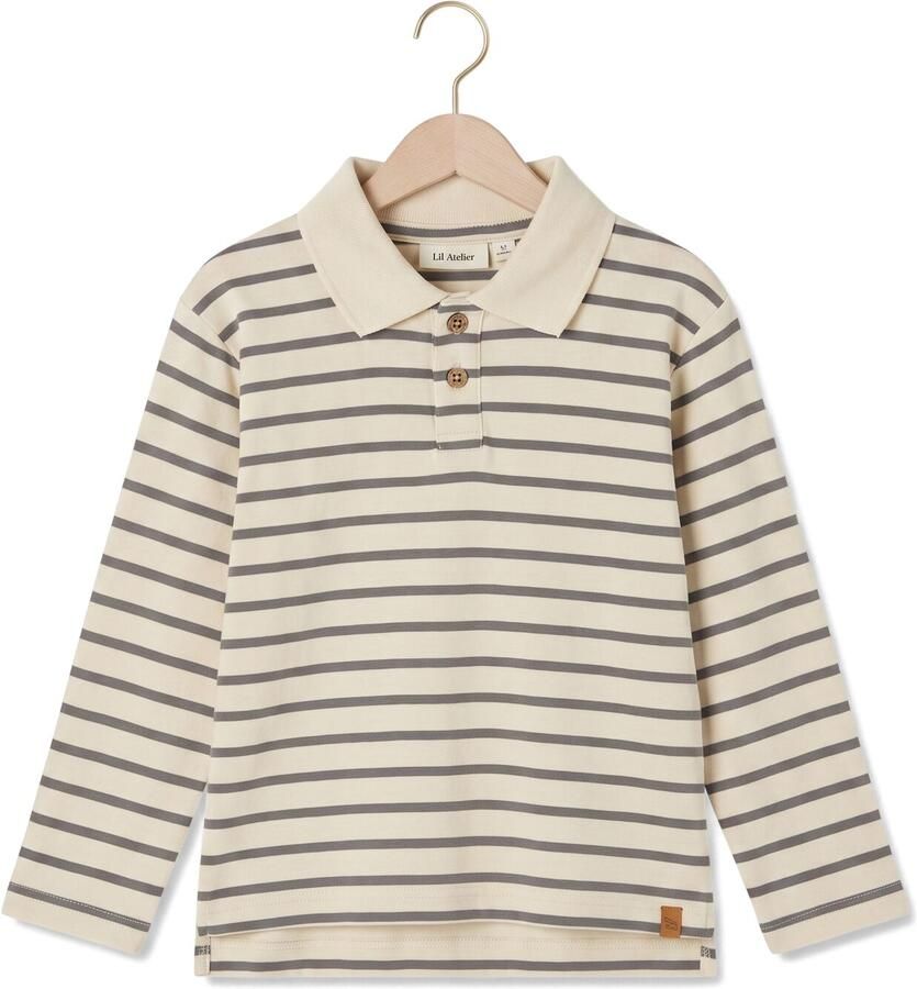 LIL' ATELIER Jongens Polo's & T-shirts Nmmlimia Ls Loose Polo Top Lil Ecru