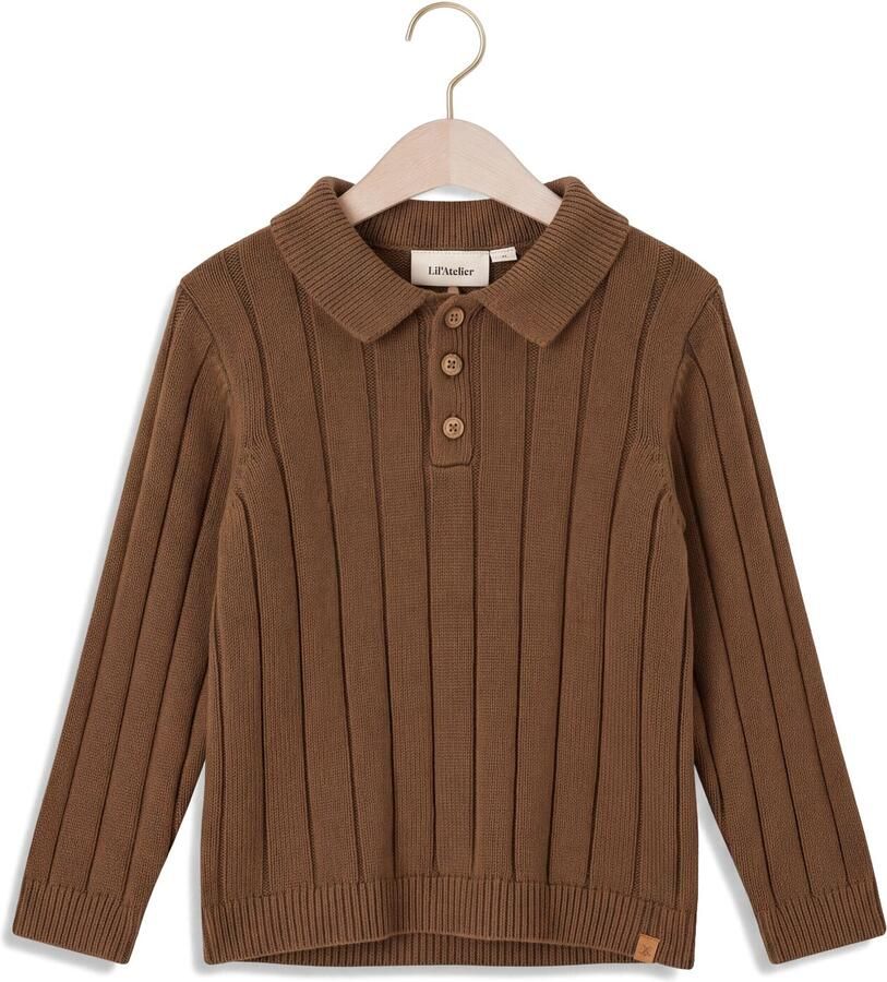 LIL' ATELIER Jongens Truien & Vesten Nmmlomon Ls Loose Knit Polo Lil Bruin