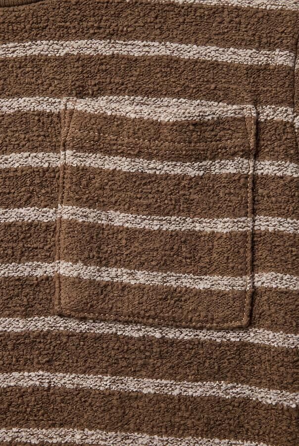 LIL' ATELIER MINI gestreepte longsleeve bruingroen ecru Jongens Katoen Ronde hals - Foto 2