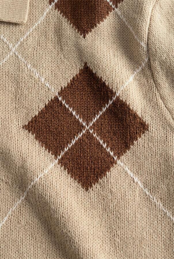 LIL' ATELIER MINI katoenen gebreide jacquard trui met print zand bruin Beige - Foto 2