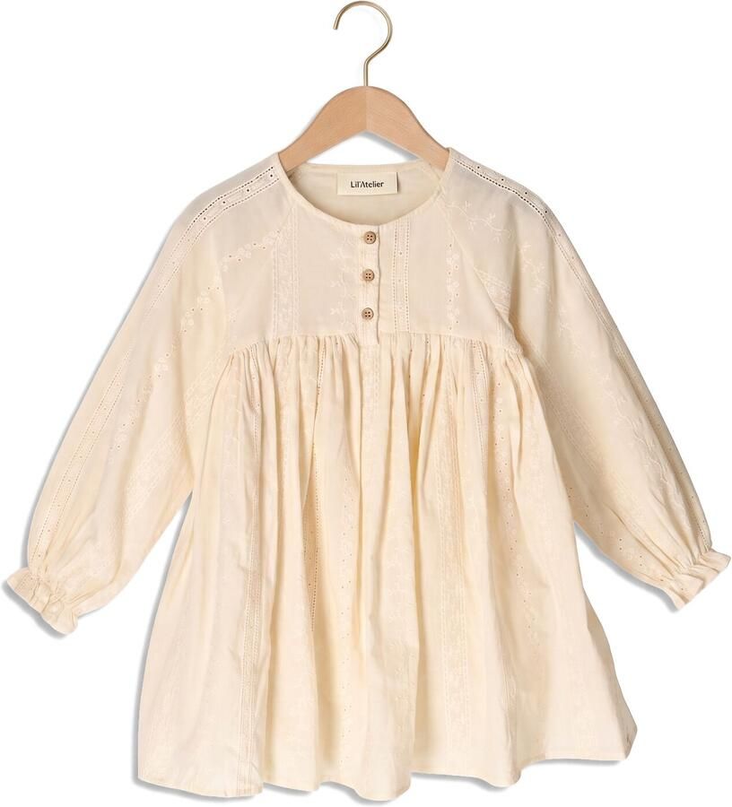 LIL' ATELIER Meisjes Jurken Nmfloba Ls Loose Dress Lil Ecru