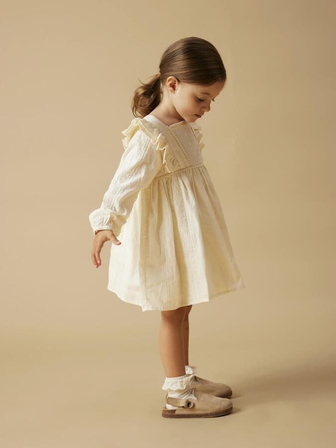 LIL' ATELIER Meisjes Jurken Nmfroso Ls Dress Lil Ecru