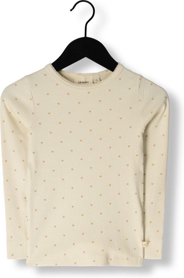 LIL' ATELIER MINI longsleeve NMFGAGO met hartjes ecru roze Meisjes Katoen Ronde hals 122 128 - Foto 2