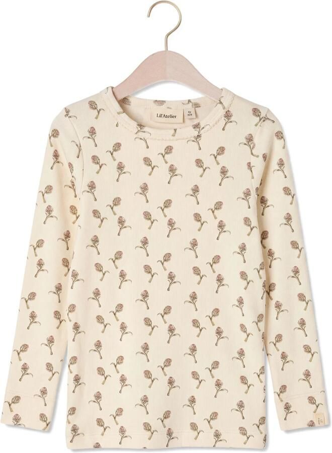 LIL' ATELIER Meisjes Tops & T-shirts Nmfgayo Sig Ls Slim Top Lil Ecru