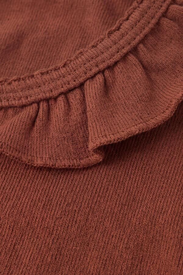 LIL' ATELIER MINI longsleeve met ruches bruin Meisjes Stretchkatoen Ronde hals - Foto 2
