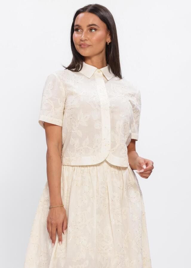 Liu Jo White regular fit blouse met stitchings en pailletten