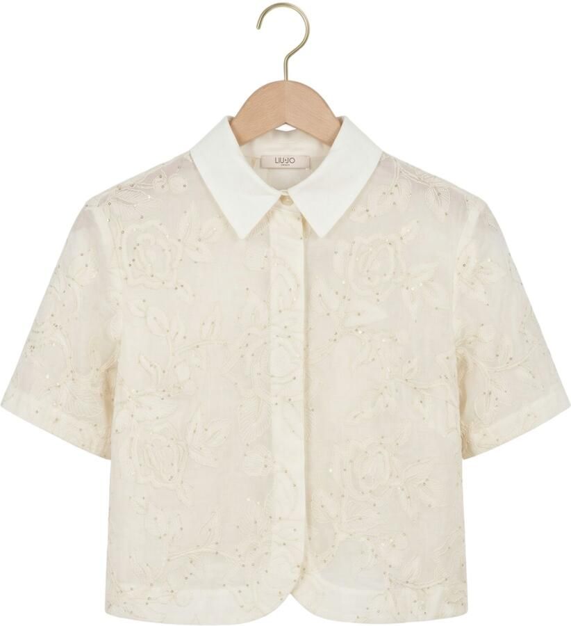 Liu Jo White regular fit blouse met stitchings en pailletten - Foto 2