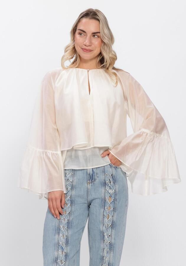 Liu Jo White relaxed fit blouse van lyocellmix met ruches