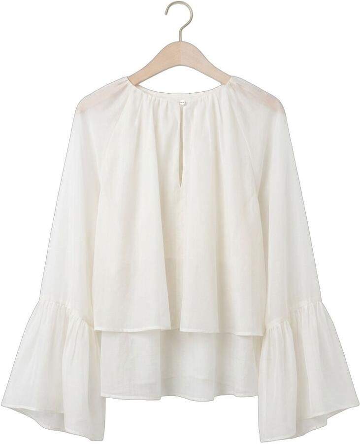 Liu Jo White relaxed fit blouse van lyocellmix met ruches - Foto 2