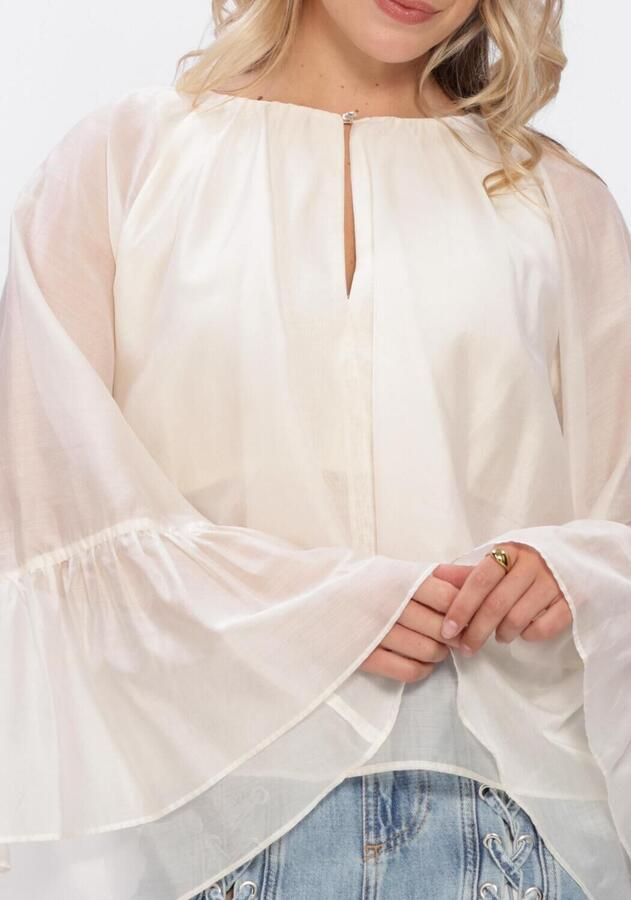 Liu Jo White relaxed fit blouse van lyocellmix met ruches - Foto 3