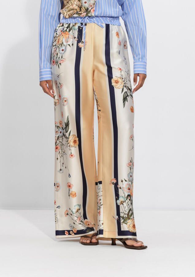 Liu Jo White Wide fit stoffen broek van satijn