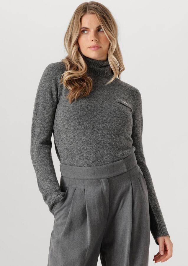 Liu Jo Donkergrijze Gebreide Trui Geborduurd Logo Gray Dames - Foto 4