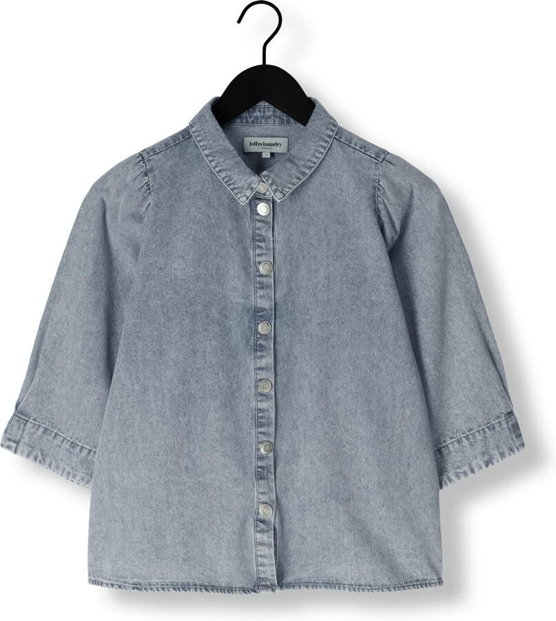 Lollys Laundry Feminine Denim Shirt met Vervaagd Effect Blue Dames